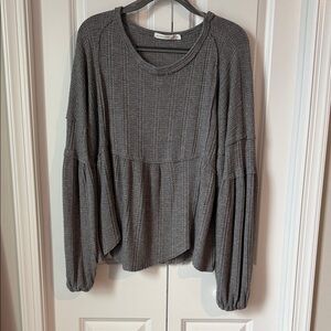 Altar’d State Waffle Knit Cozy Sweater Gray Pullover Size L (Retail $69)